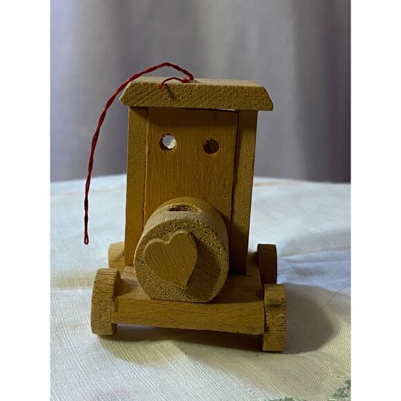 Wooden Christmas Tree Ornament Natural wood train engine - Picture 6 of 10